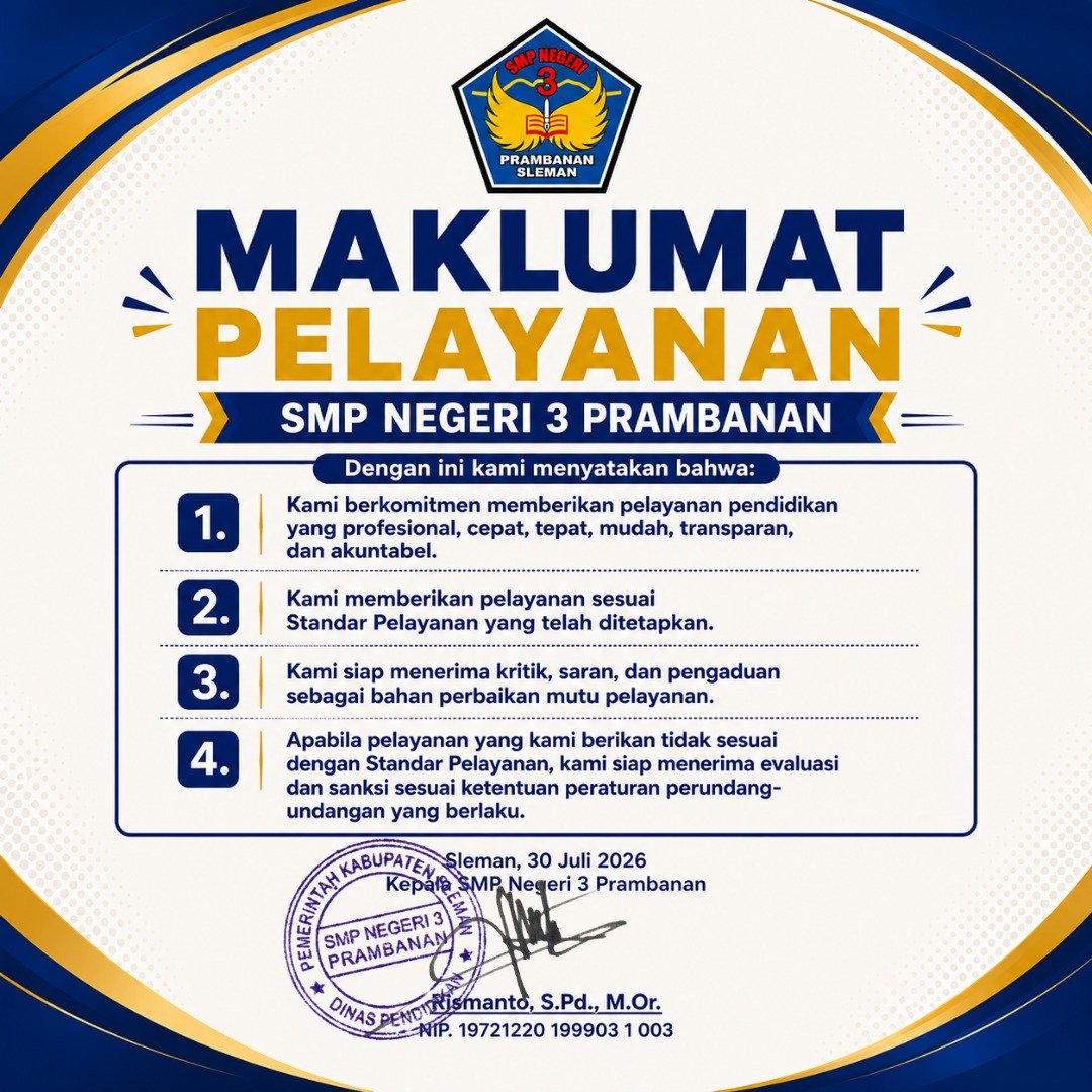 Maklumat Pelayanan SMP Negeri 3 Prambanan